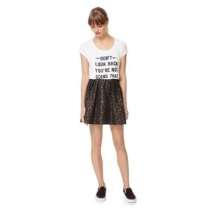 NWT Aritzia Talula Black & Bronze  Abstract Patterned Flared Mini Skirt